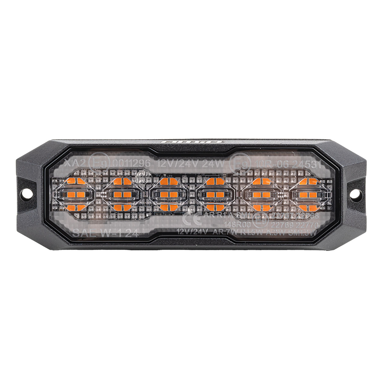 Lampa ostrzegawcza obrysowa pomarańczowa z funkcją świateł pozycyjnych czerwonych LED R65 R148 12 V 24 V 24 W