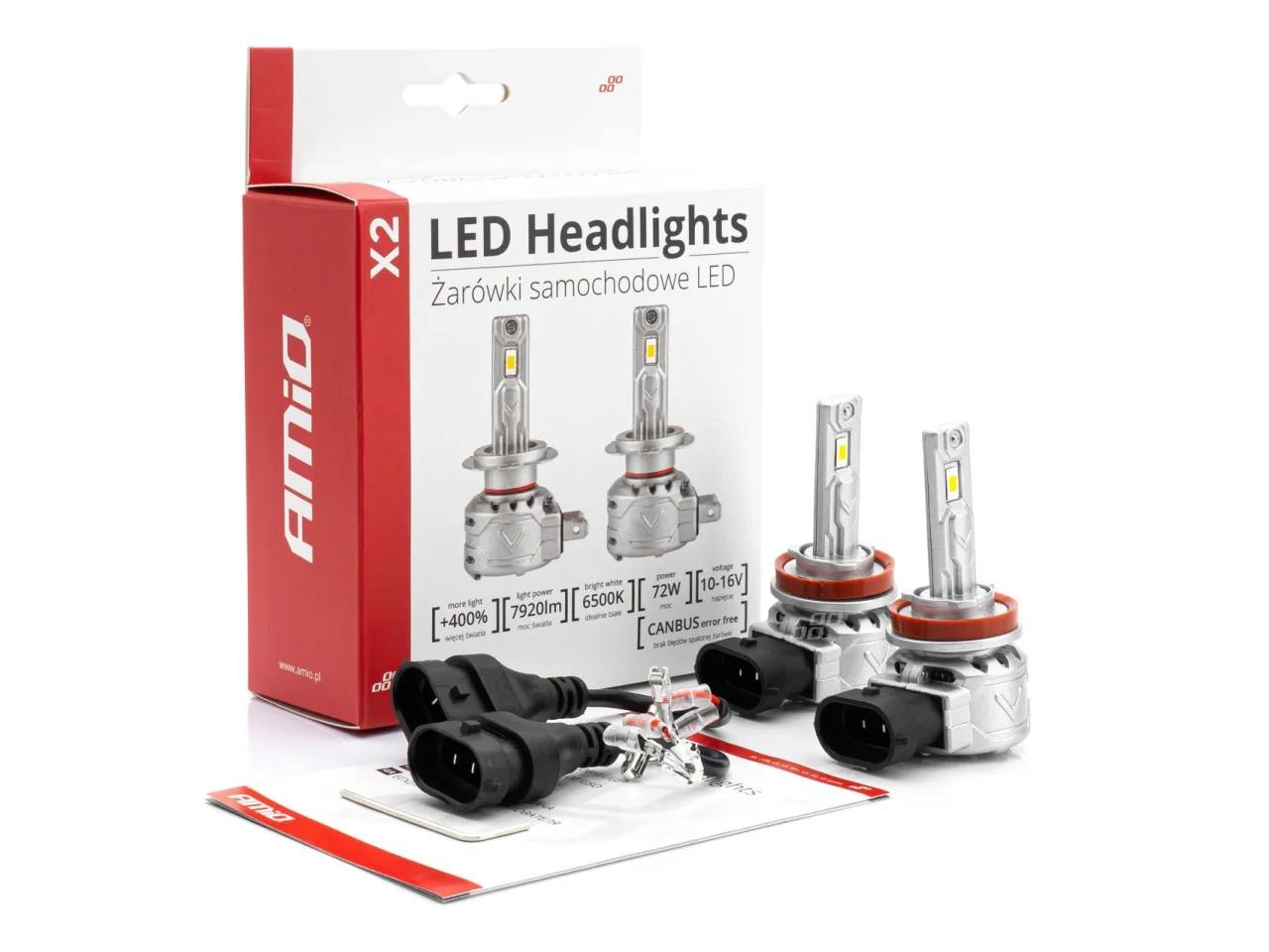 Żarówki samochodowe H8/H9/H11 LED X2 Series AMIO — ujęcie 3