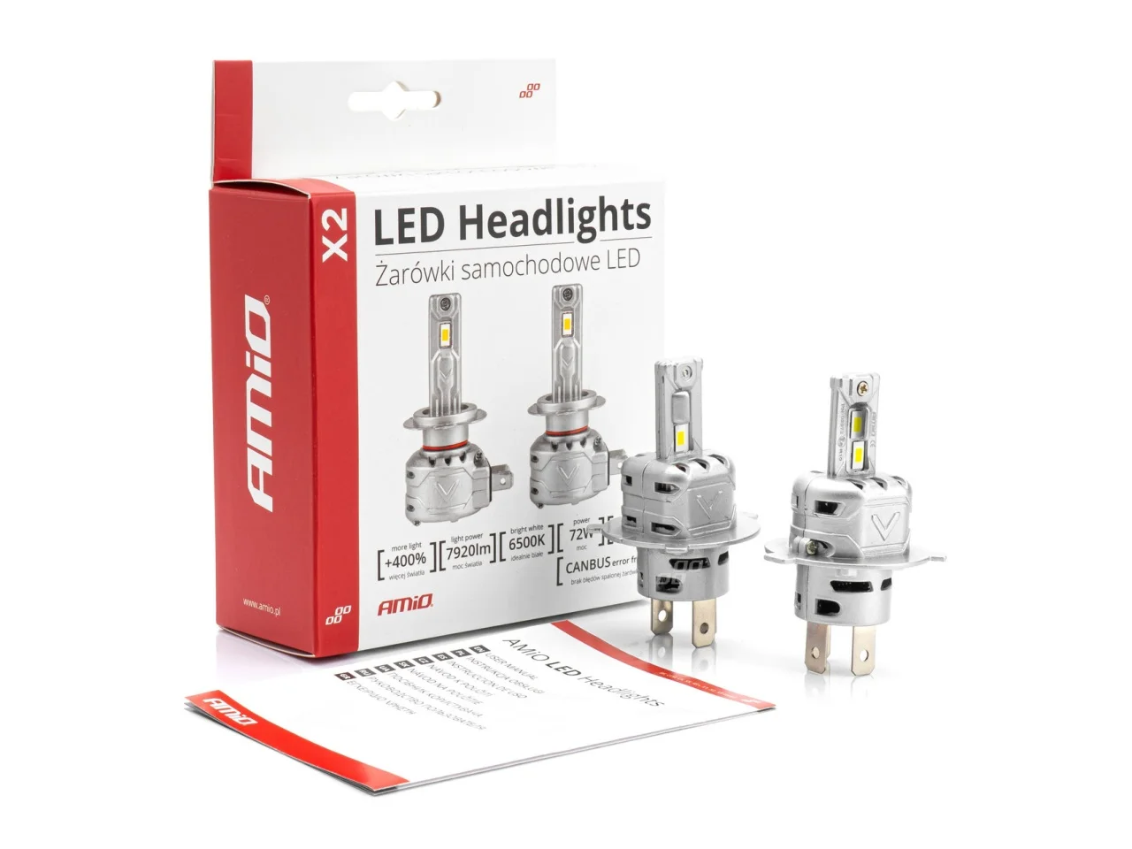 Żarówki samochodowe H4 LED X2 Series AMIO — ujęcie 3