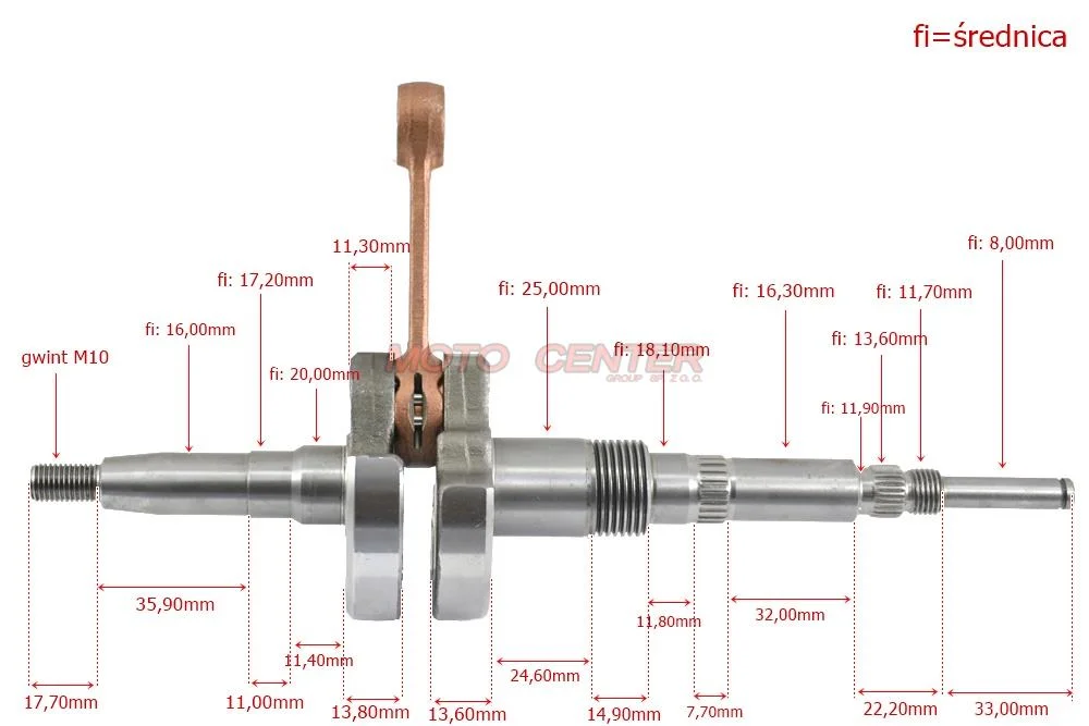 Wał korbowy 50 cm³ skuter 2T Suzuki Address — ujęcie 3