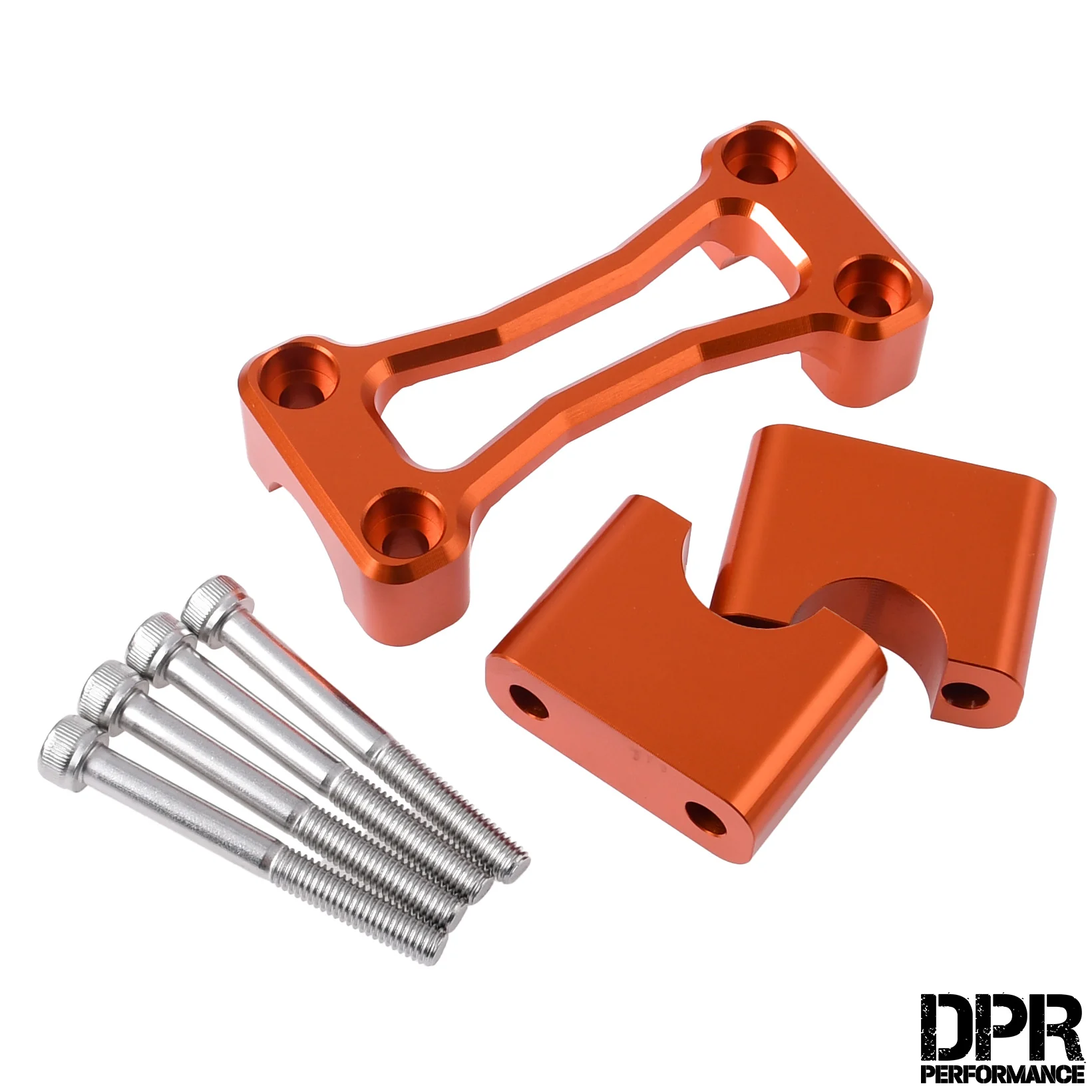 Zacisk kierownicy Simson S51 S50 aluminium CNC V2 pomarańczowy kpl. DPR Performance — ujęcie 1