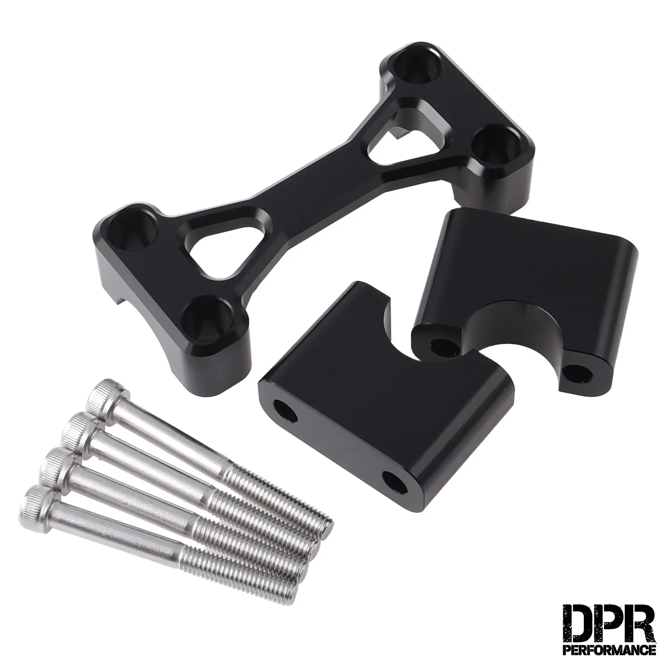 Zacisk kierownicy Simson S51 S50 aluminium CNC V1 czarny kpl. DPR Performance — ujęcie 1