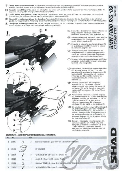 Stelaż kufra centralnego SHAD do BMW F800S / F800R — ujęcie 2
