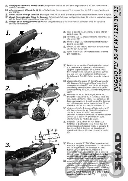Stelaż kufra centralnego SHAD do Piaggio Fly 50 / Fly 125 / Fly 150 — ujęcie 3