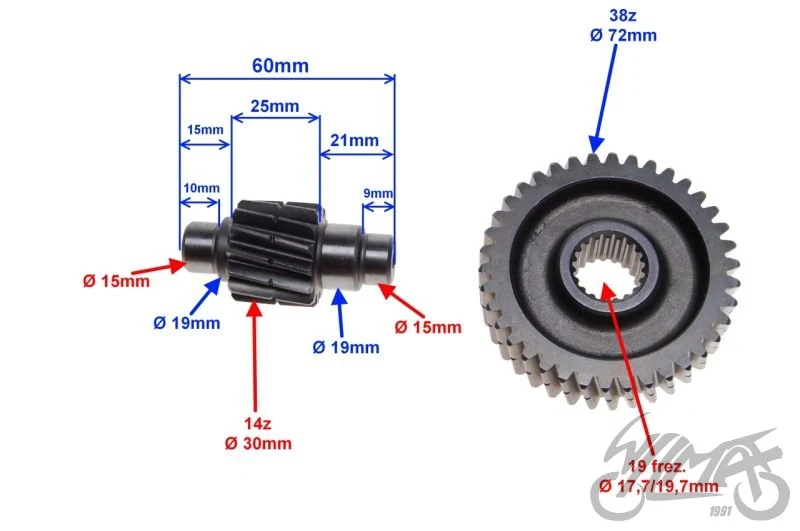 Koło przekładni tył tuning 125 GY6 4T komplet — Kinroad XT125T-8 Wind Hunter / Jonway Adventure 125 — ujęcie 2
