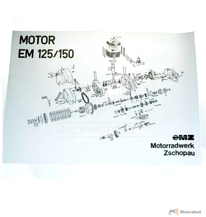 Plakat schemat silnika MZ ETZ 150