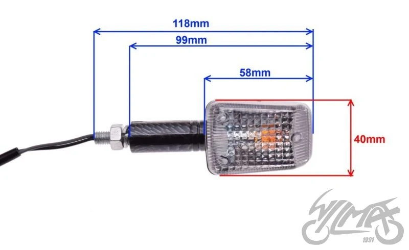 Kierunkowskazy mini carbon jasne, długie — 4 sztuki z dodatkami — ujęcie 2