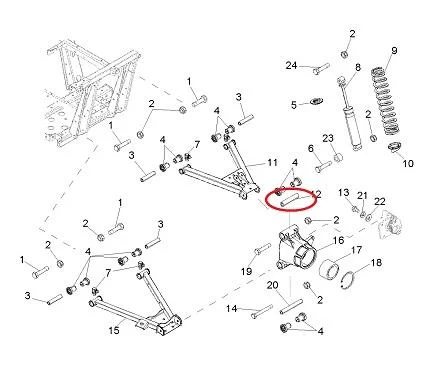 Tuleja mocowania górnego wahacza Polaris 10 × 16 × 89,71 mm — ujęcie 2