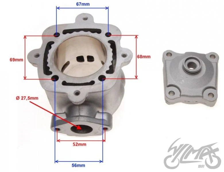 Cylinder 172 cm³ do Piaggio / Gilera, chłodzony cieczą, bez uszczelek — AY3533 — ujęcie 2