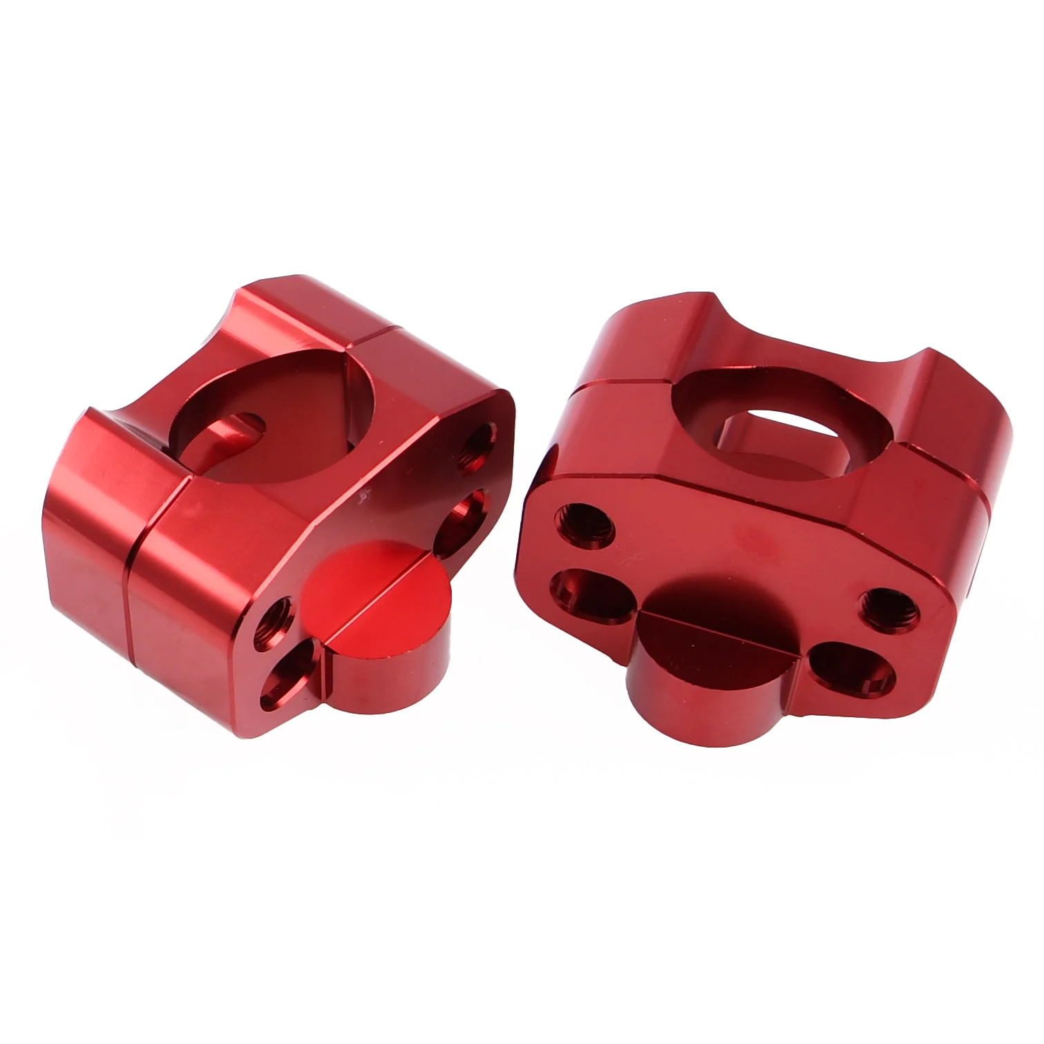 Adapter kierownicy wieżyczki 22 mm / 28 mm czerwone uniwersalne aluminium CNC kpl. Racing Force — ujęcie 2