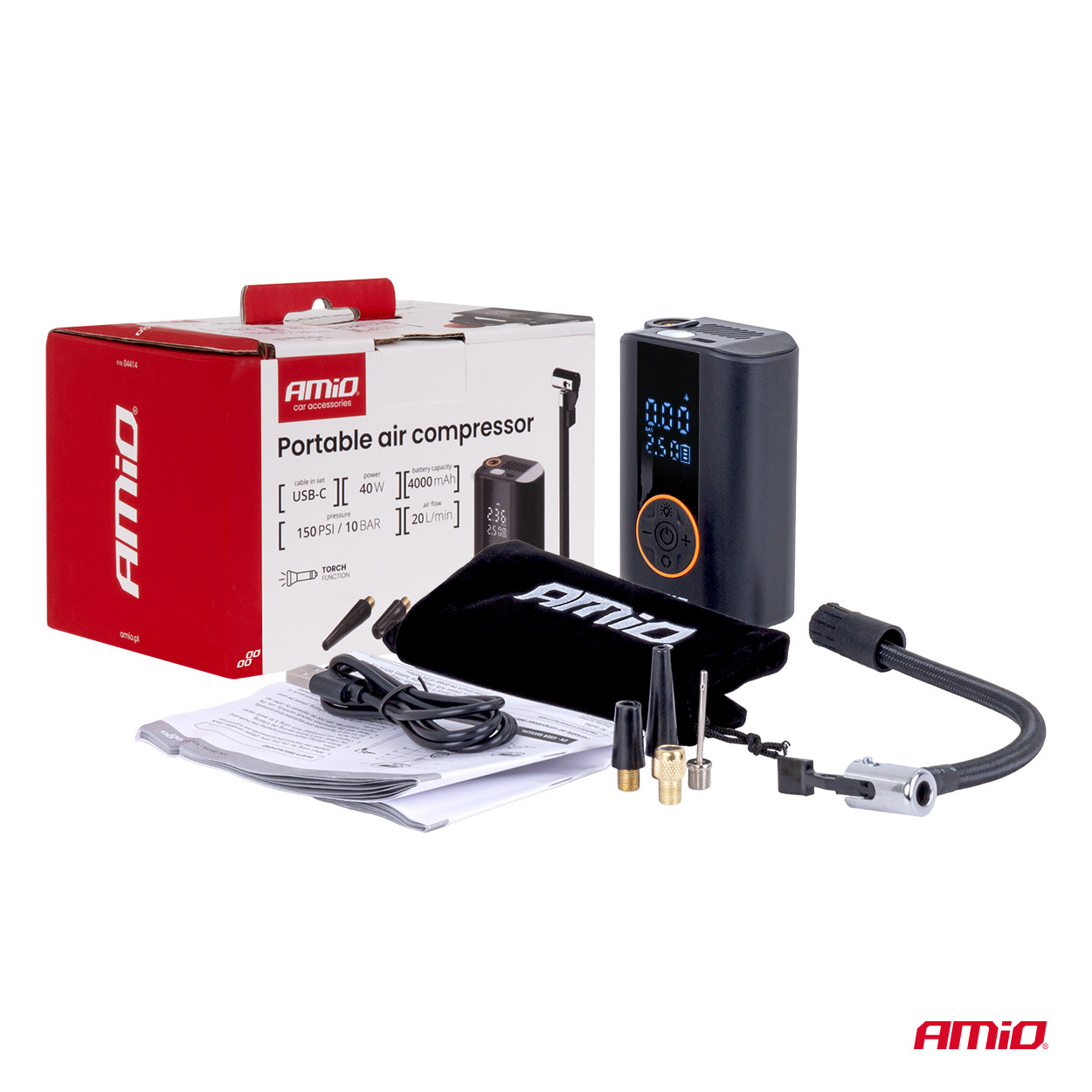 Kompresor samochodowy bezprzewodowy z wyświetlaczem LED 40 W USB-C ACOMP-25 — ujęcie 6