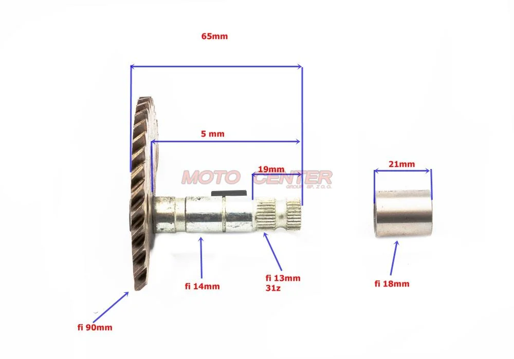 Zębatka startera nożnego 50 cm³ skuter 4T 139QMB GY6 (wałek 57 mm dla zębat. pośr. 8Z) — ujęcie 2