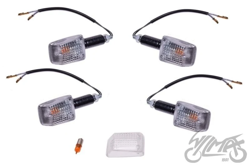 Kierunkowskazy mini carbon jasne, długie — 4 sztuki z dodatkami — ujęcie 1