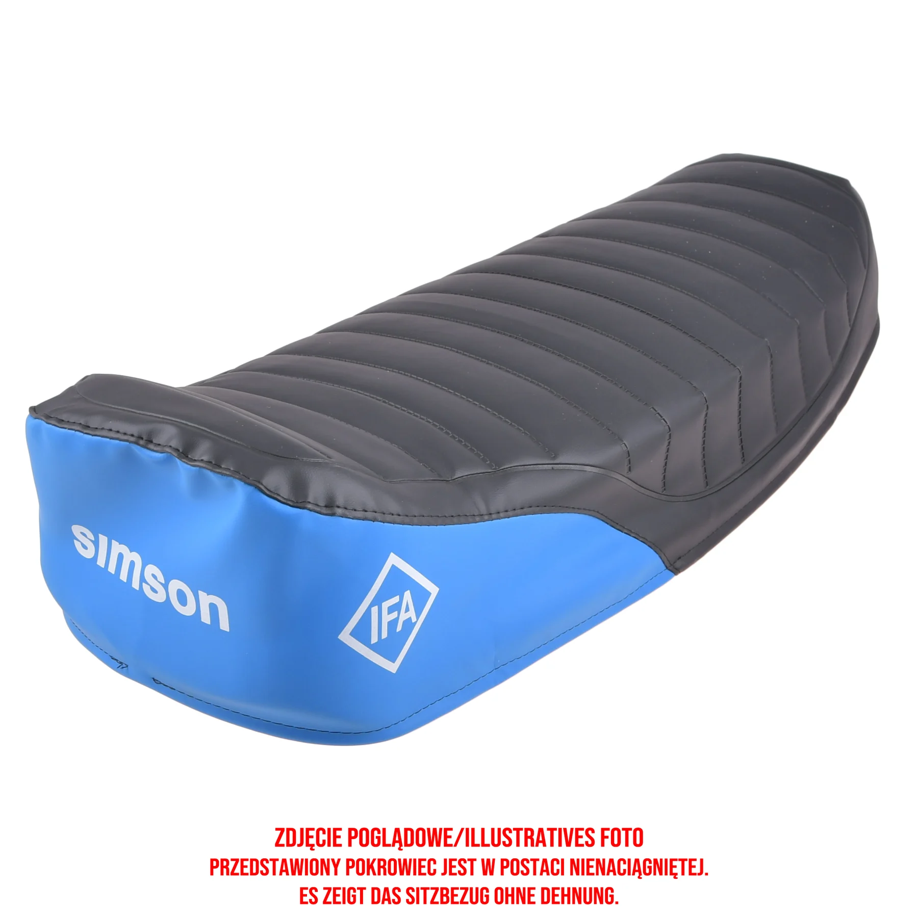 Pokrowiec siedzenia Simson S51 enduro czarno - niebieski MZA — ujęcie 2