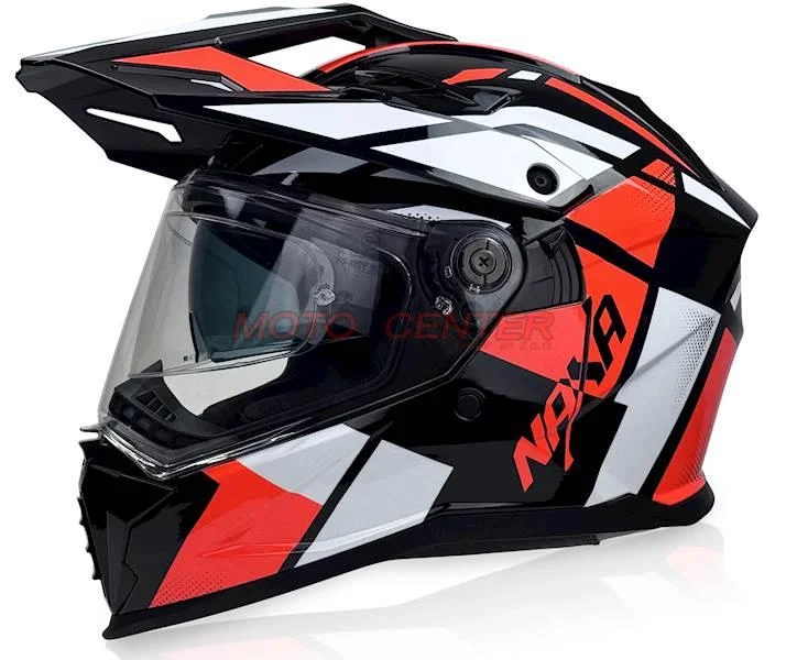 Kask crossowy Naxa CO4 czarno/pomarańczowy 2XL szybka, blenda, pinlock — ujęcie 1