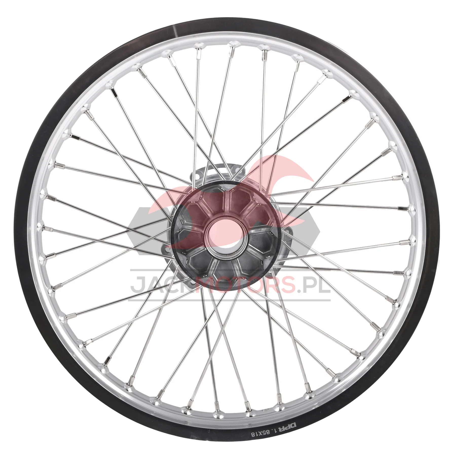 Koło jezdne przód MZ ETZ 1,85 × 18 aluminium DPR Classic hamulec tarczowy srebrna piasta + szprychy INOX — ujęcie 2