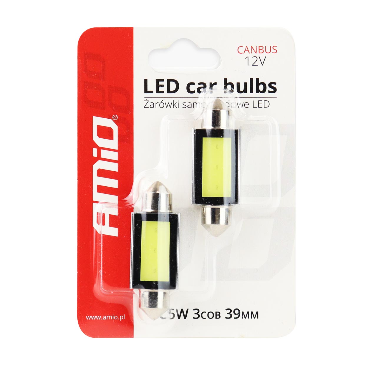 Żarówki LED CANBUS COB3 Festoon C5W C10W C3W 39 mm White 12 V — ujęcie 3