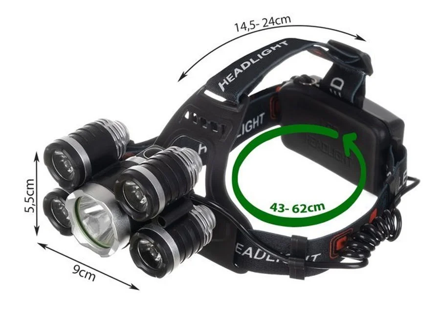 Lampa / Latarka czołowa LED ZOOM 5 x CREE LED T6 — ujęcie 3