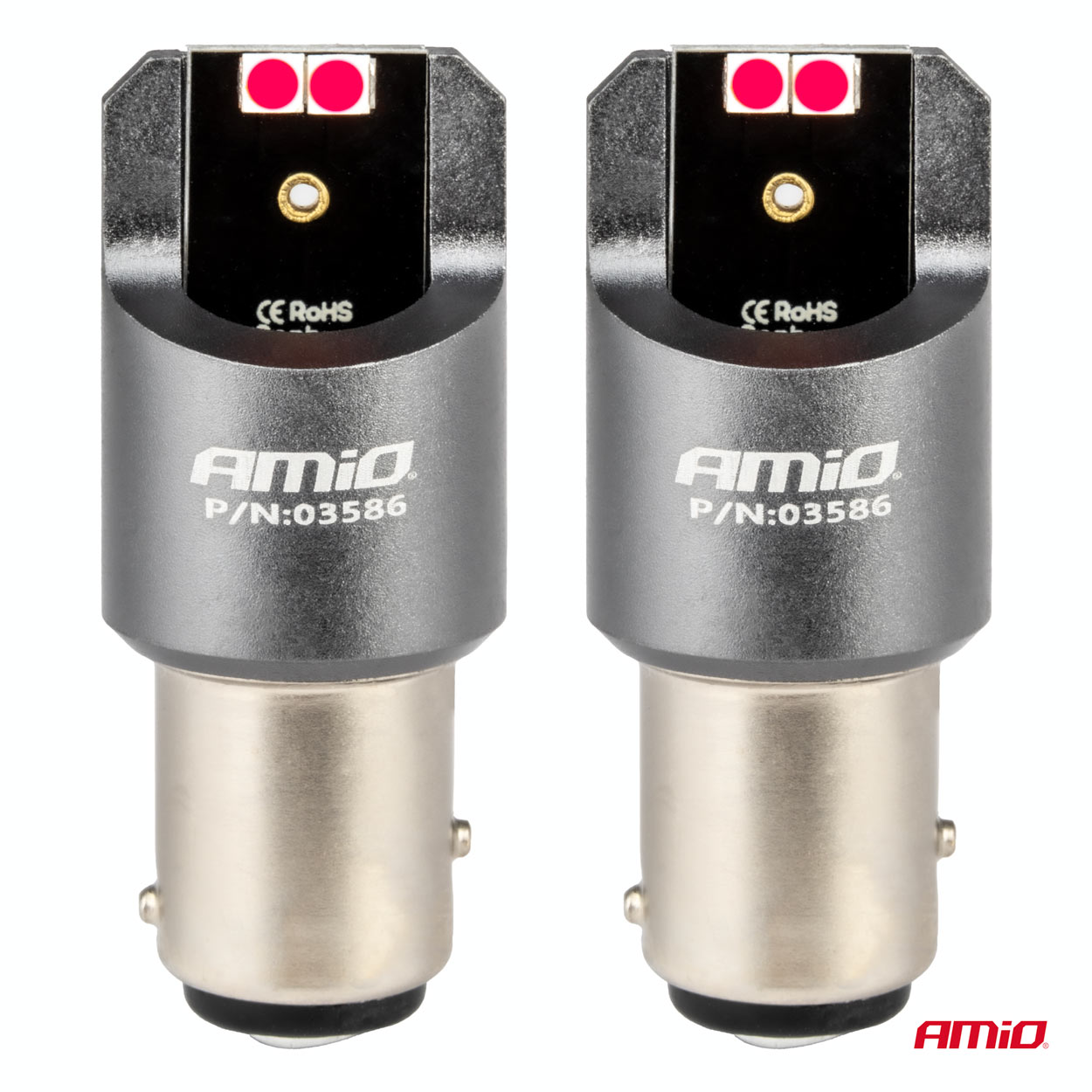 Żarówki LED CANBUS PRO BAY15D P21/5W 4x3030 SMD czerwone 12 V 24 V — ujęcie 2