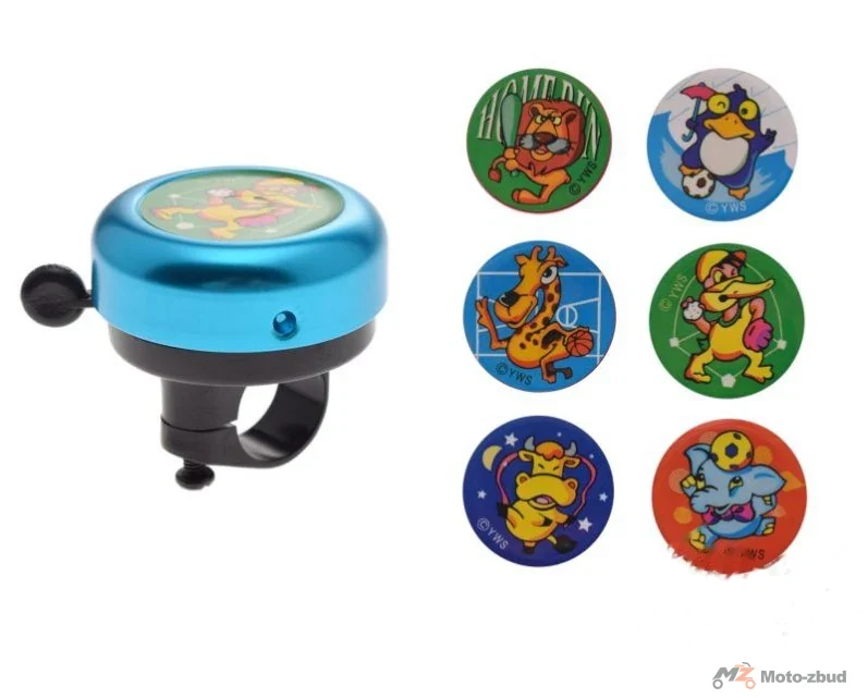 Dzwonek rowerowy niebieski obrazek zoo mix — losowy nadruk