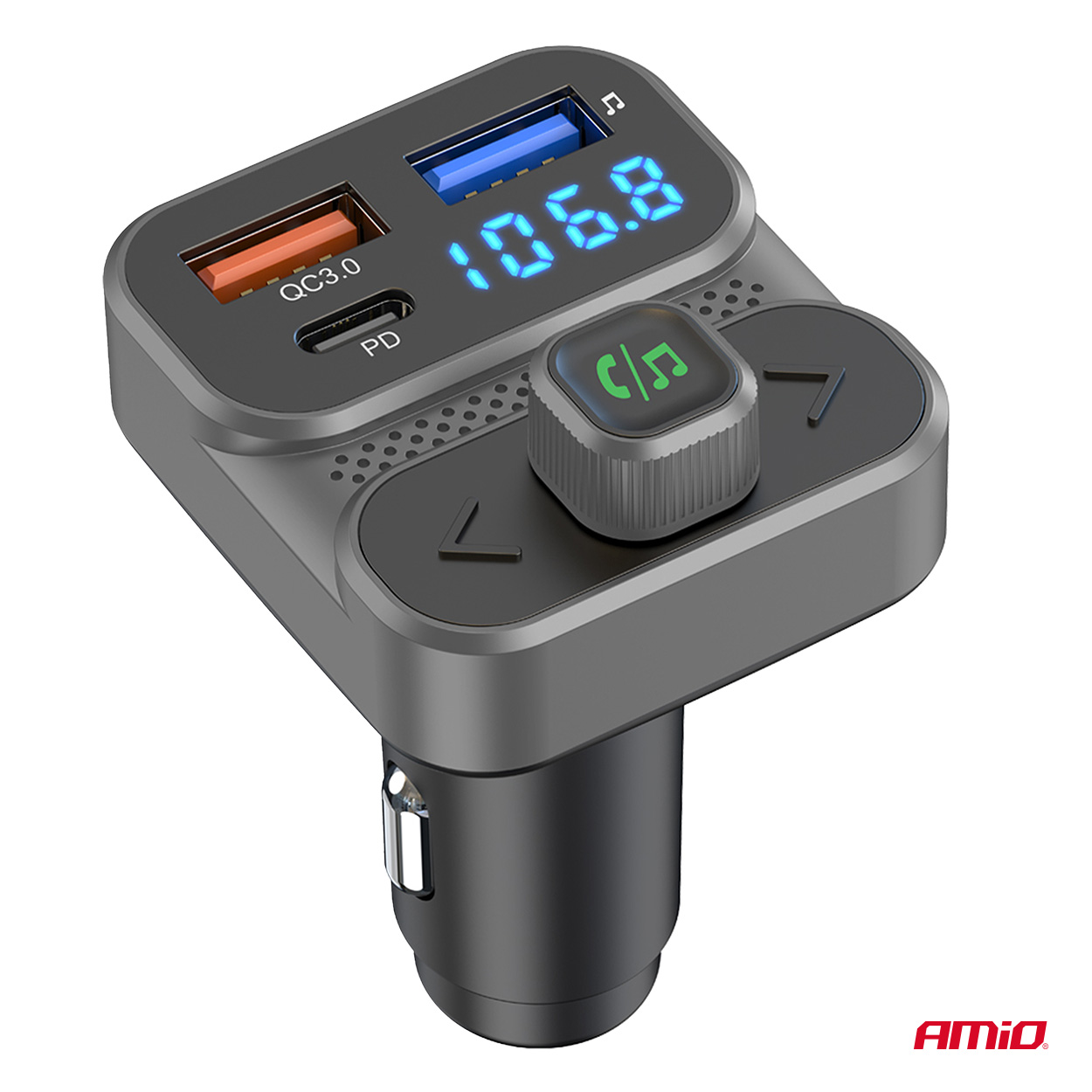 Transmiter samochodowy FM 2×USB-A 1×USB 12 V 24 V — ujęcie 4