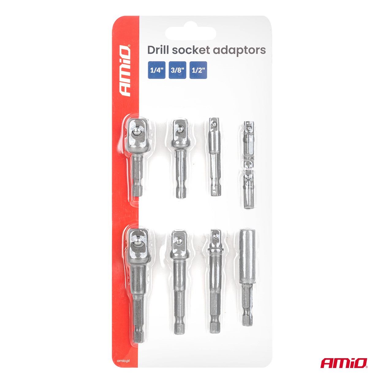 Zestaw adapterów do wkrętarki 9 elementów 1/4", 3/8", 1/2" — ujęcie 6