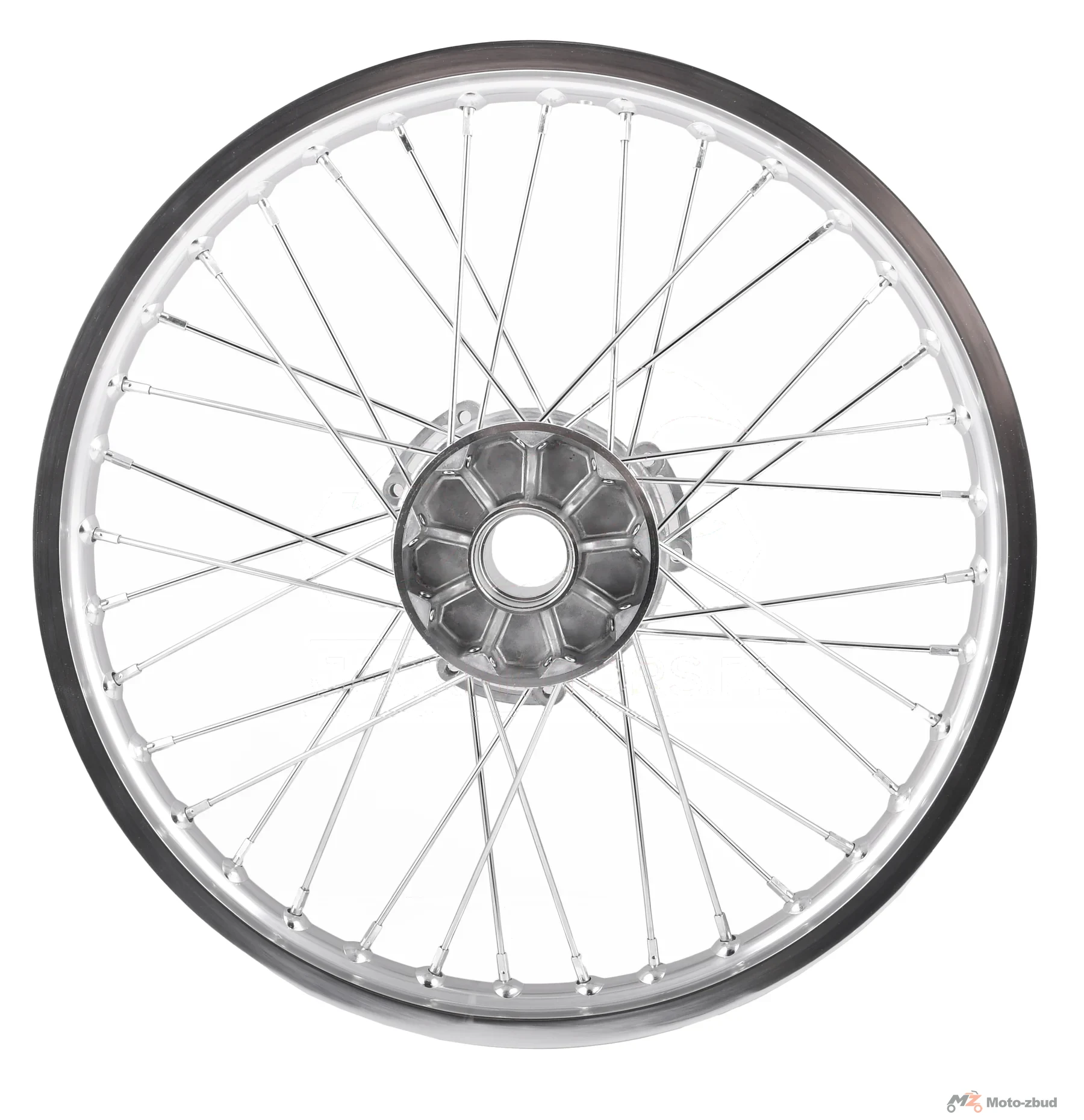 Koło jezdne przód MZ ETZ 1,6 × 18 aluminium DPR Classic hamulec tarczowy srebrna piasta + szprychy chrom — ujęcie 2