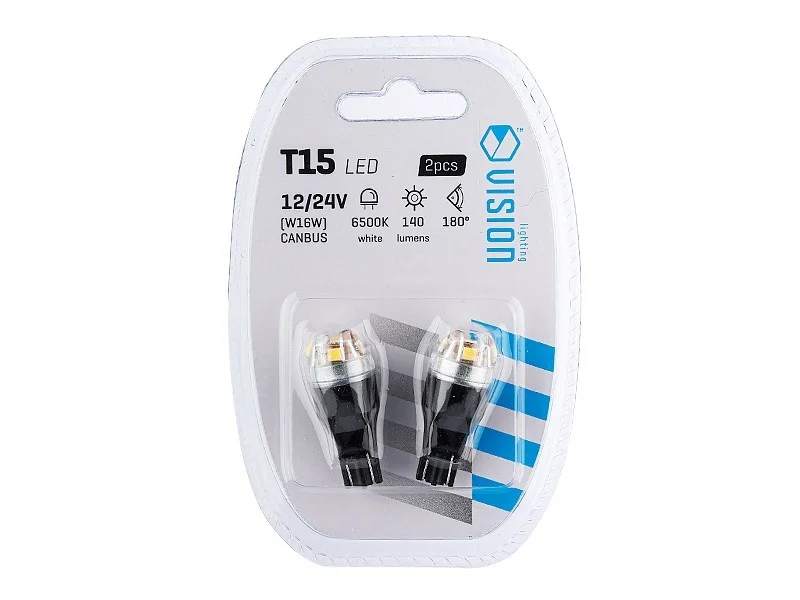 Żarówka W16W T15 12V/24V 5xLED SMD2835 LUMILEDS CANBUS NONPOLAR biała VISION (2szt.) — ujęcie 3