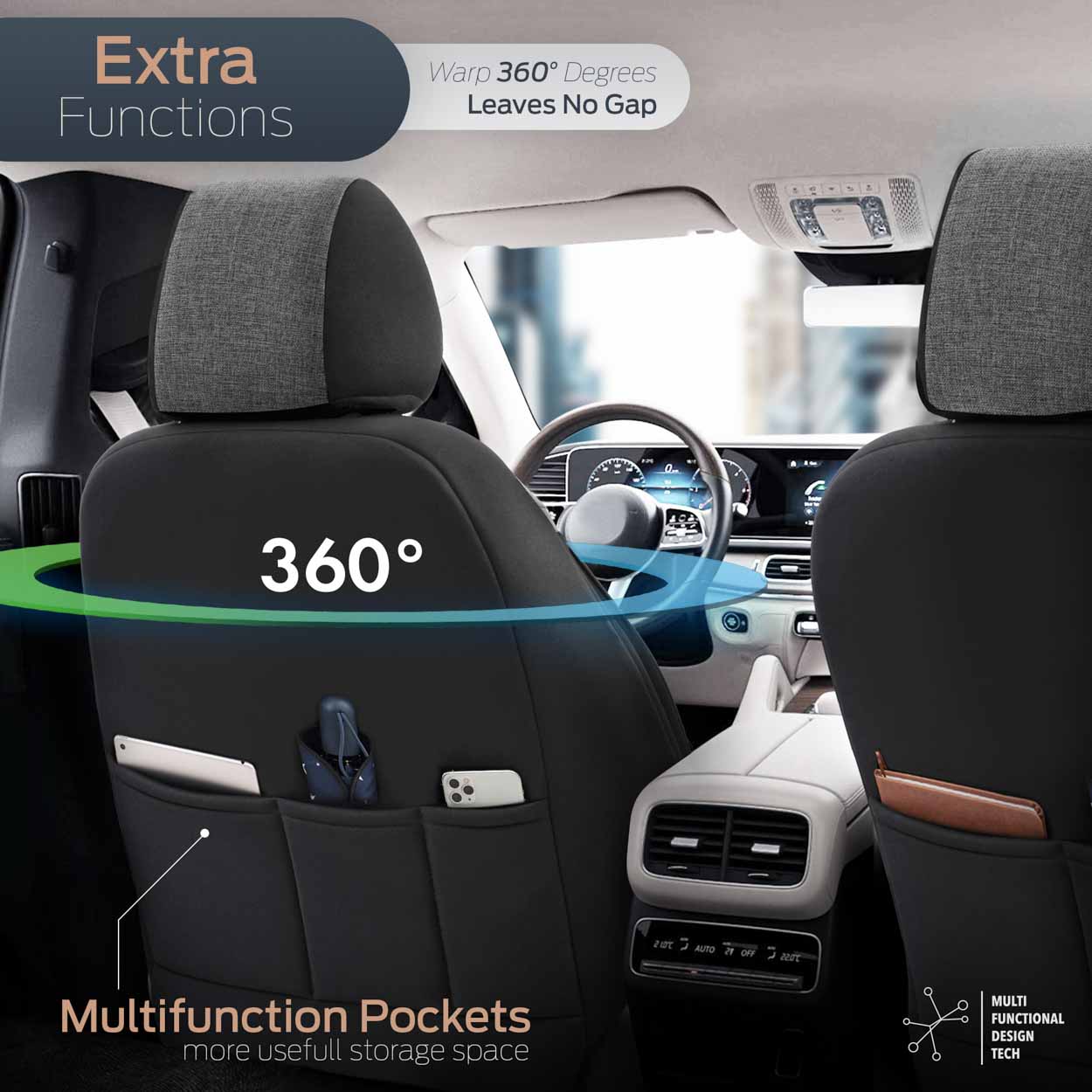 Komplet pokrowców na fotele samochodowe OTOM SWAN 501 BLACK 3-ZIP — ujęcie 8