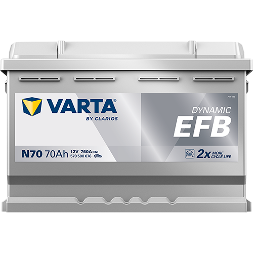 Akumulator 70 Ah 760A 278×175×190/P+ EFB Start-stop Varta 570500076K262 — ujęcie 3