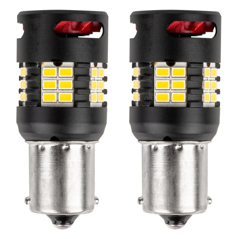 Żarówka BA15S P21W R10W R5W 12V/24V 24x3020 SMD LED FAN CANBUS PRO biała AMIO (2szt.) — ujęcie 5