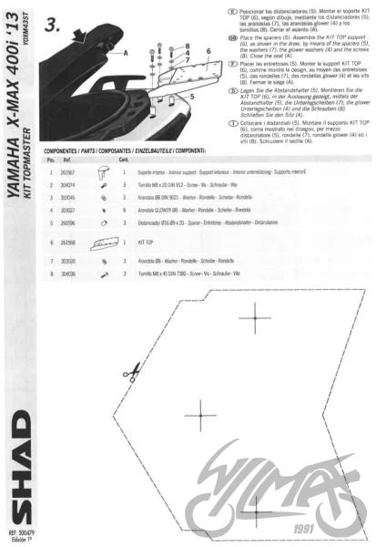 Stelaż kufra centralnego SHAD do Yamaha X-Max 125 / X-Max 250 / X-Max 400i — ujęcie 3