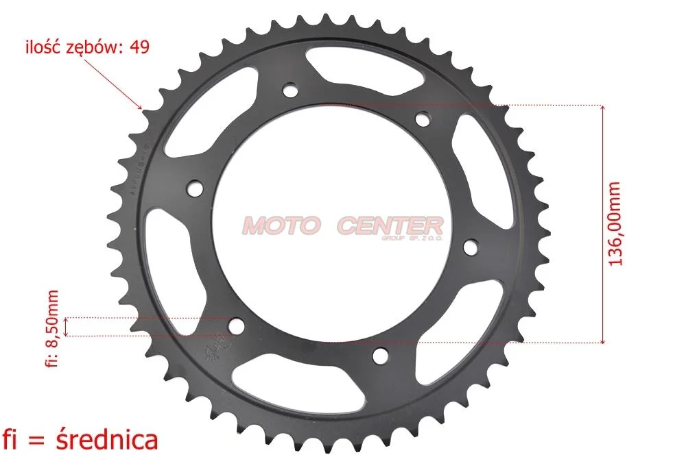 Zębatka tył 520 49Z 136 mm Aprilia Beta BMW Gilera Husqvarna — ujęcie 2