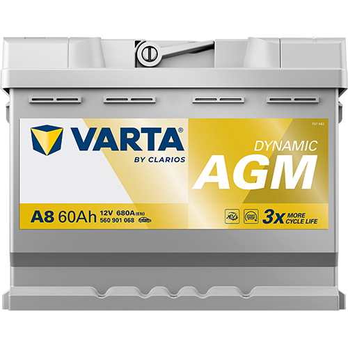 Akumulator 60 Ah 680A 242×175×190/P+ AGM Start-stop Varta 560901068K262 — ujęcie 3