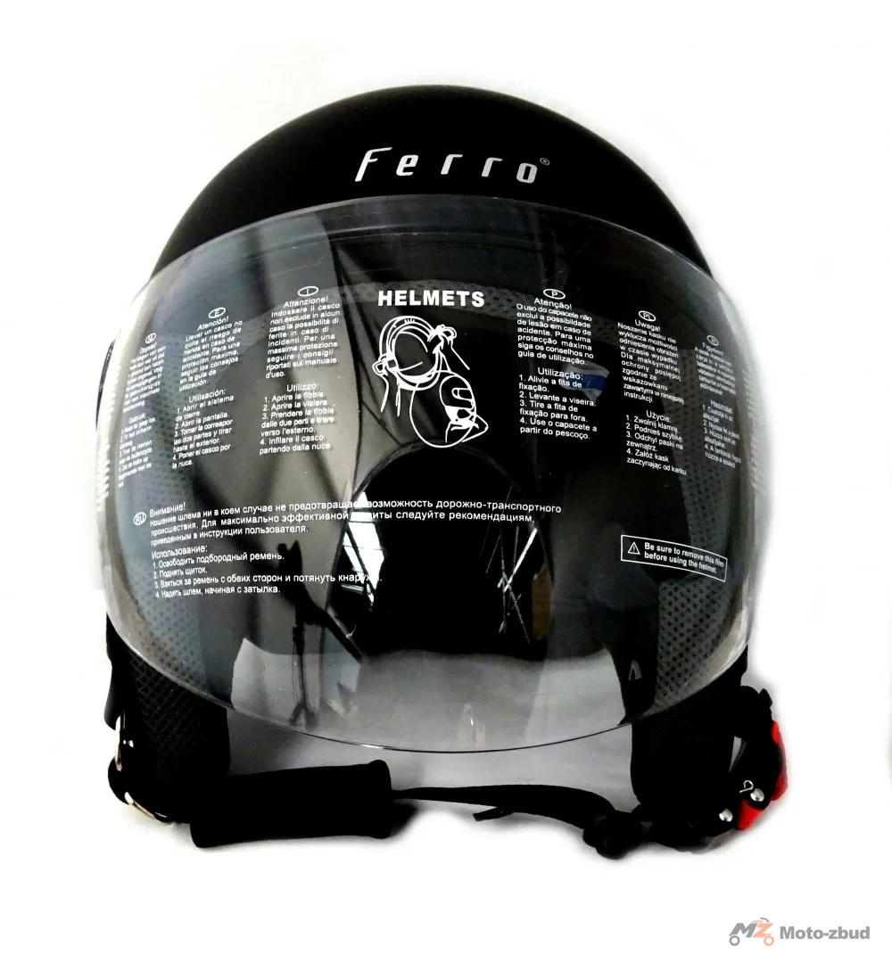Kask Ferro 803 l z szybą bez szczęki czarny mat M — ujęcie 2