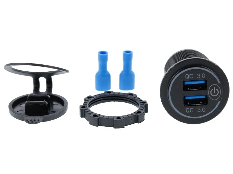 Ładowarka samochodowa z gniazdami 2xUSB QC3.0 12/24V podświetlenie / dotykowy włącznik — ujęcie 3