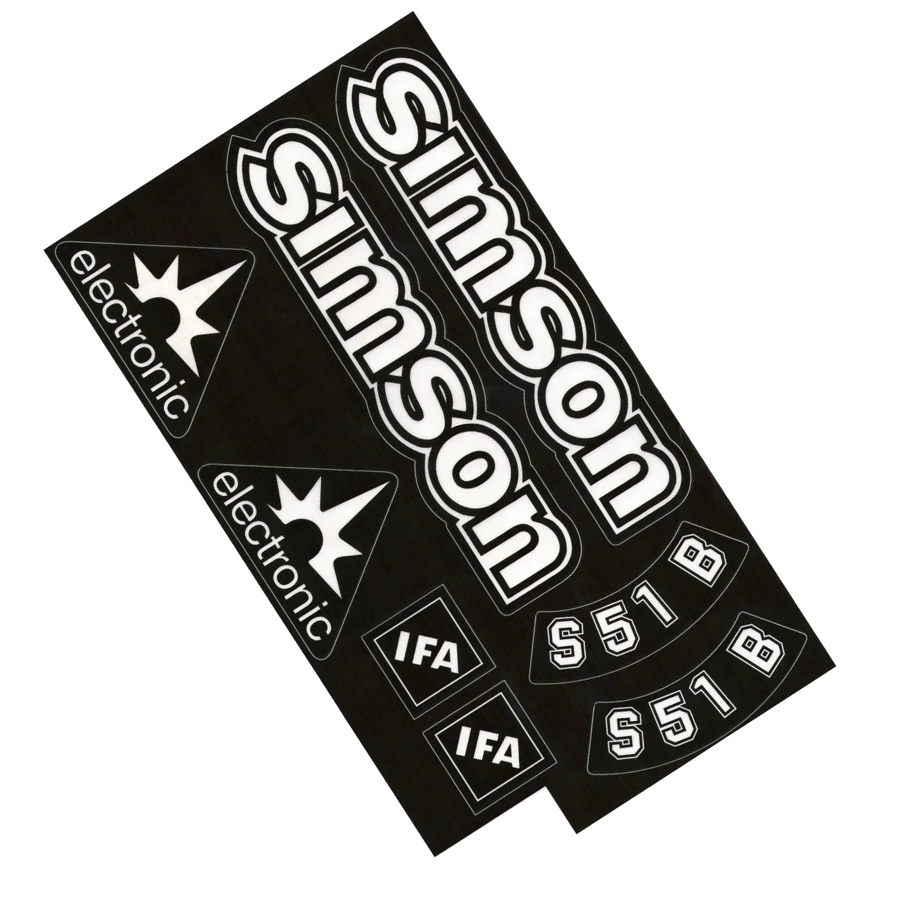 Naklejka Simson pokrywy i zbiornika S51 b electronic IFA czarna / transparentna jasna premium kpl. — ujęcie 1