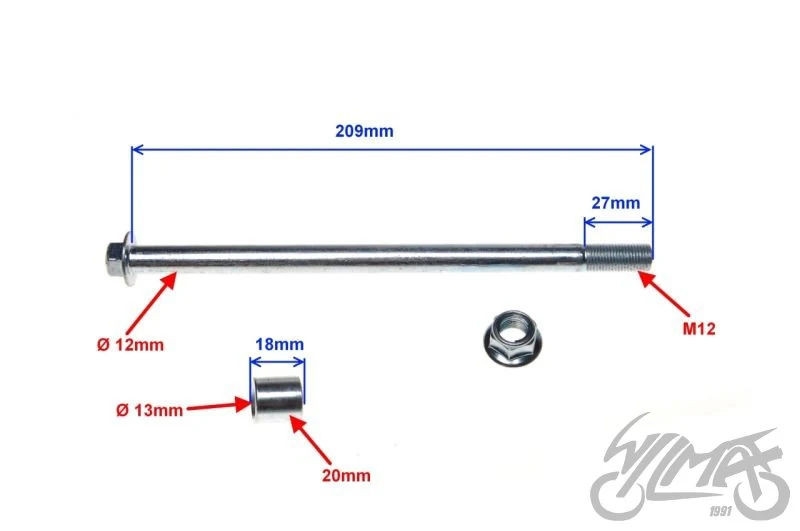 Oś koła przód ø12 × 210 do Suzuki GN125 — Longjia XT50QT-K Exactly — ujęcie 2