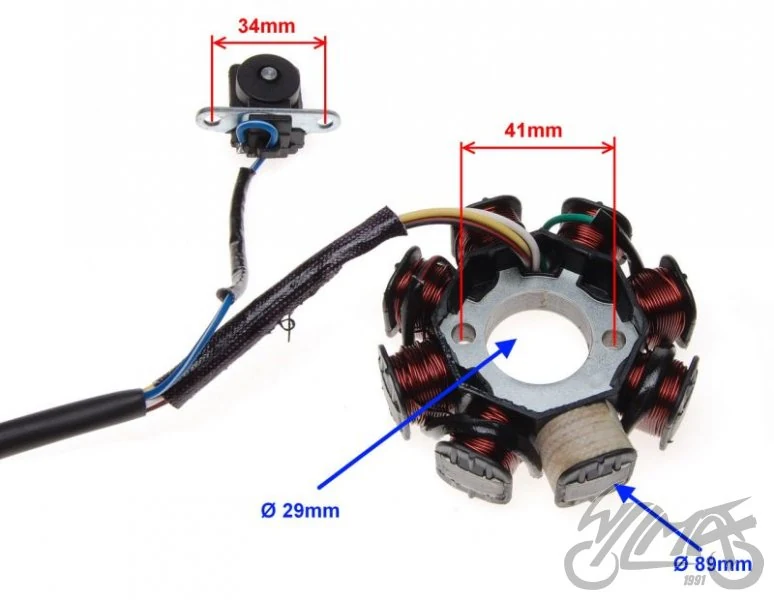 Stator zapłonu 8 cewek 125 GY6 4T — Kinroad XT125T-8 Wind Hunter / Longjia LJ150-QT4 — ujęcie 2