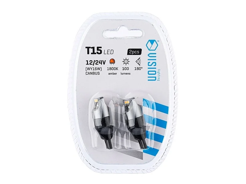 Żarówka WY16W T15 12V/24V 4xLED SMD3020 CANBUS NONPOLAR pomarańczowa VISION (2szt.) — ujęcie 2