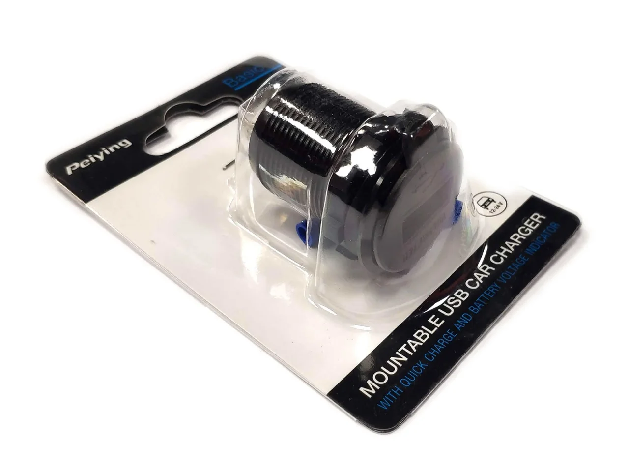 Ładowarka samochodowa / panel 2xUSB Quick Charge + miernikiem napięcia PEIYING — ujęcie 4