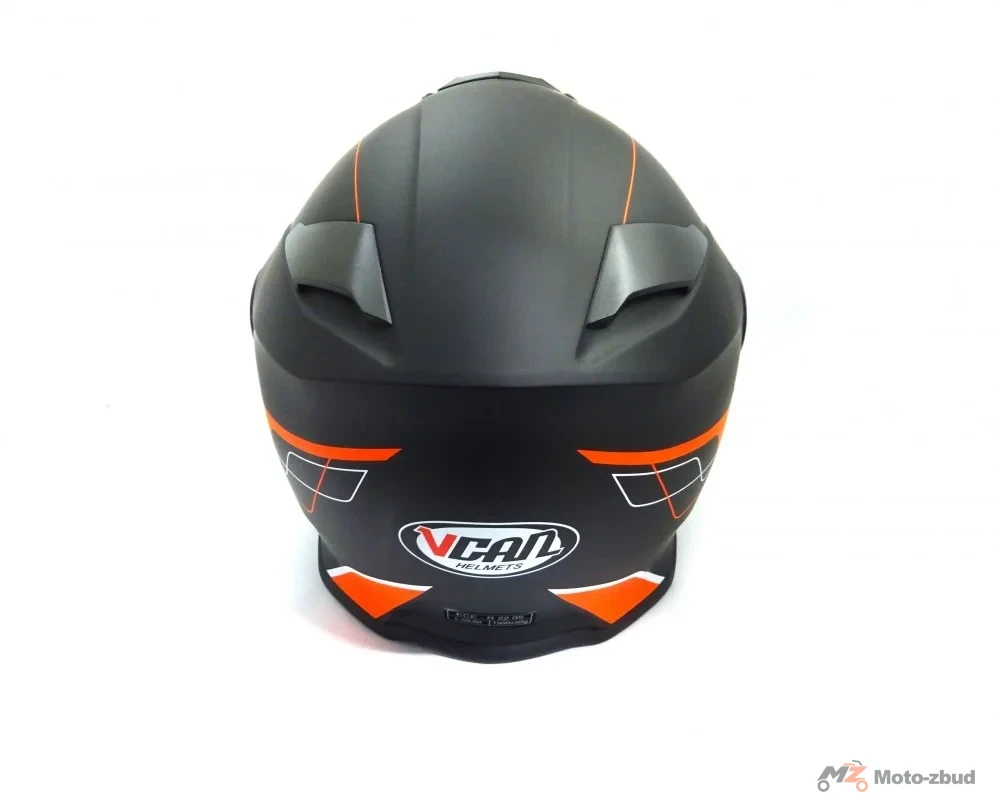 Kask VCAN model V271 fosh neon orange z podnoszoną szczęką i blendą czarny mat-pomarańczowy M — ujęcie 6