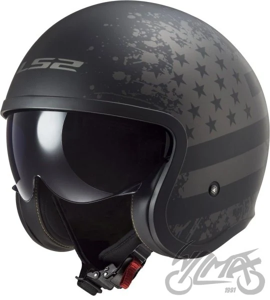 Kask LS2 OF599 Spitfire II Matt Black FLAG-06 — rozmiar L — ujęcie 1