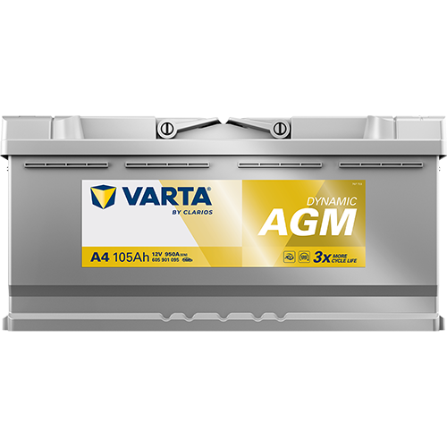 Akumulator 105 Ah 950A 394×175×190/P+ AGM Start-stop Varta 605901095K262 — ujęcie 3