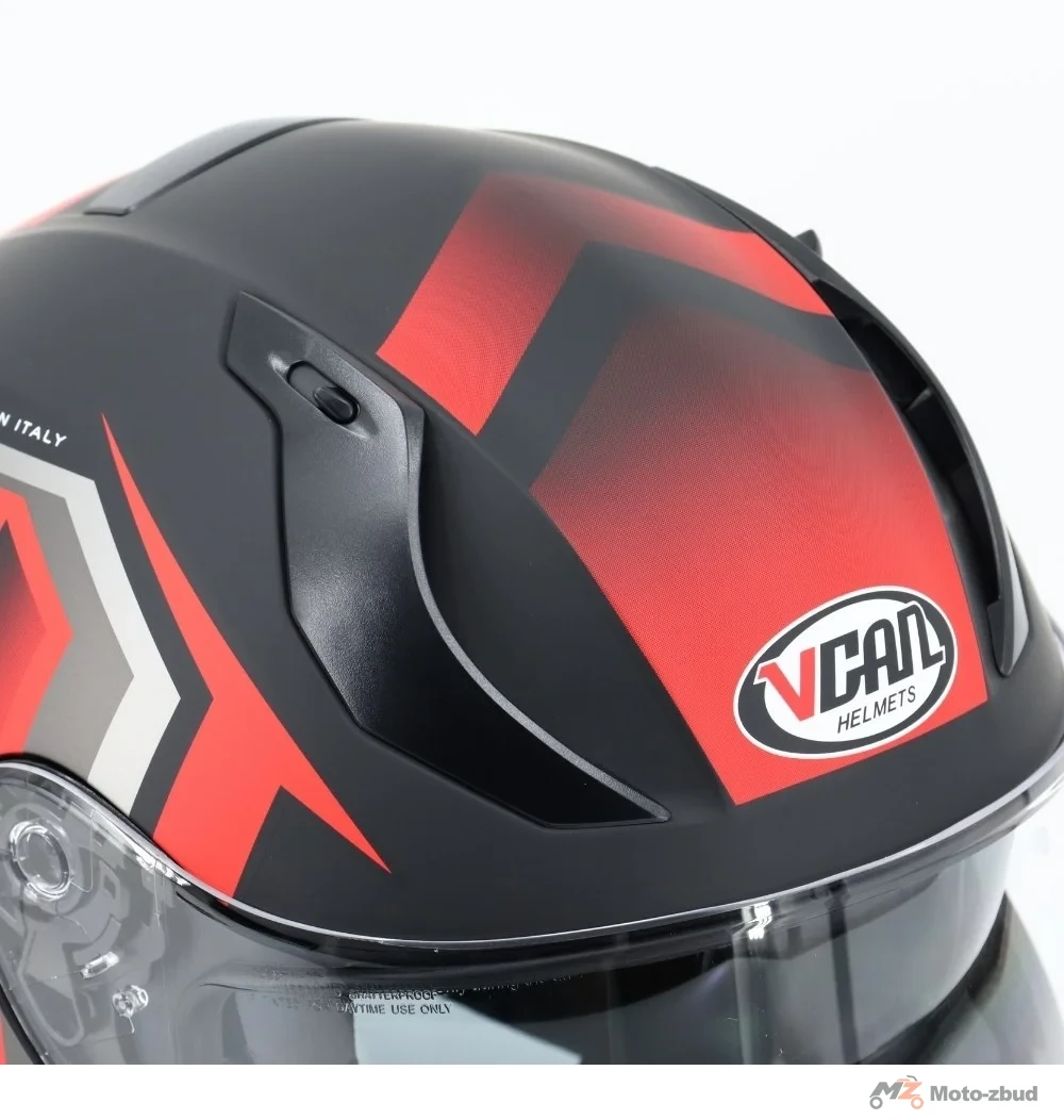 Kask VCAN model H128 gravity red integralny z blendą czarny mat grafitowo- czerwony S — ujęcie 2
