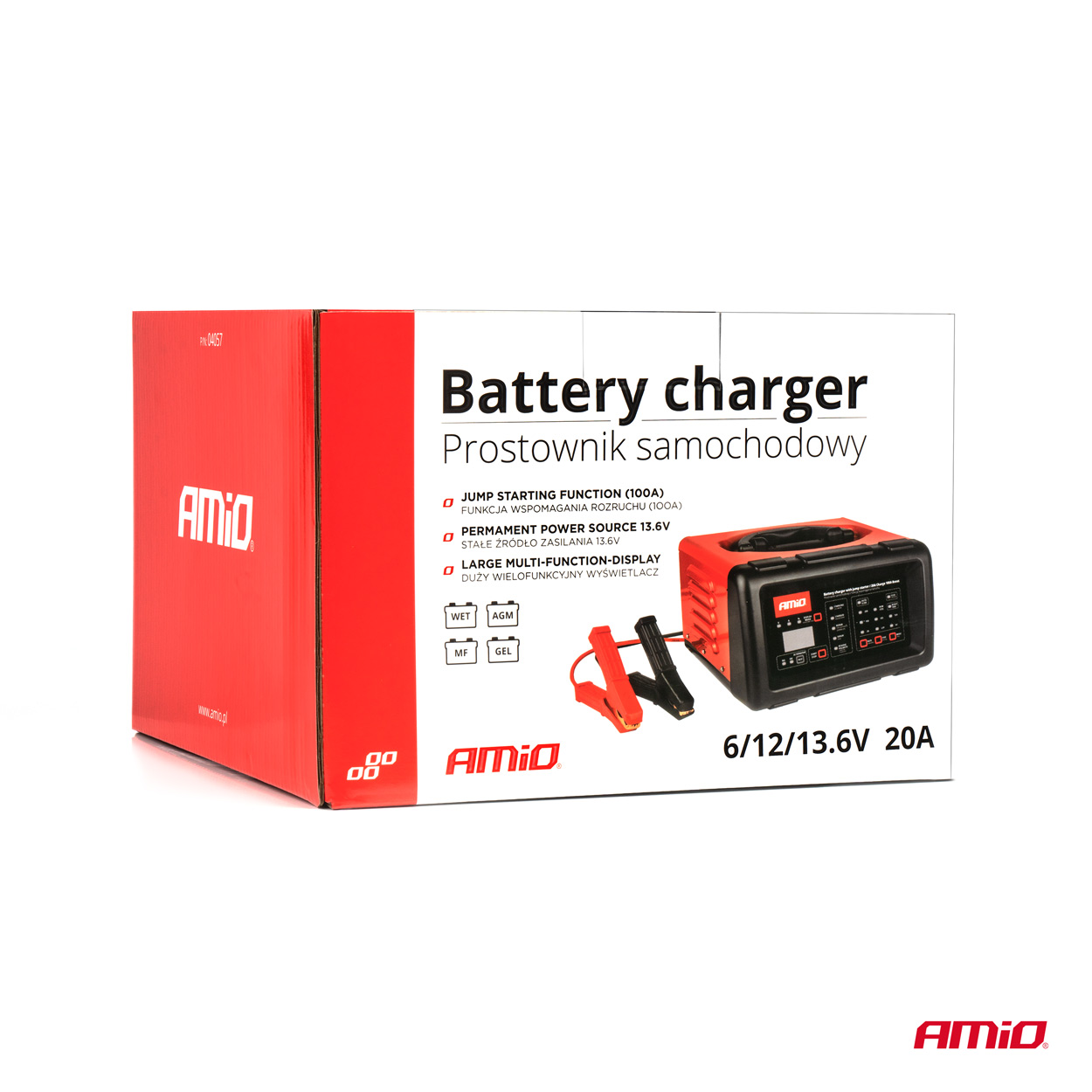 Prostownik cyfrowy z funkcją rozruchu booster jump starter 20A 6 V 12 V — ujęcie 7