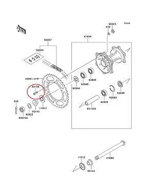 Śruba Zębatki Tylnej M8 × 28 Kawasaki KX125/250/500 KLX300, — ujęcie 2