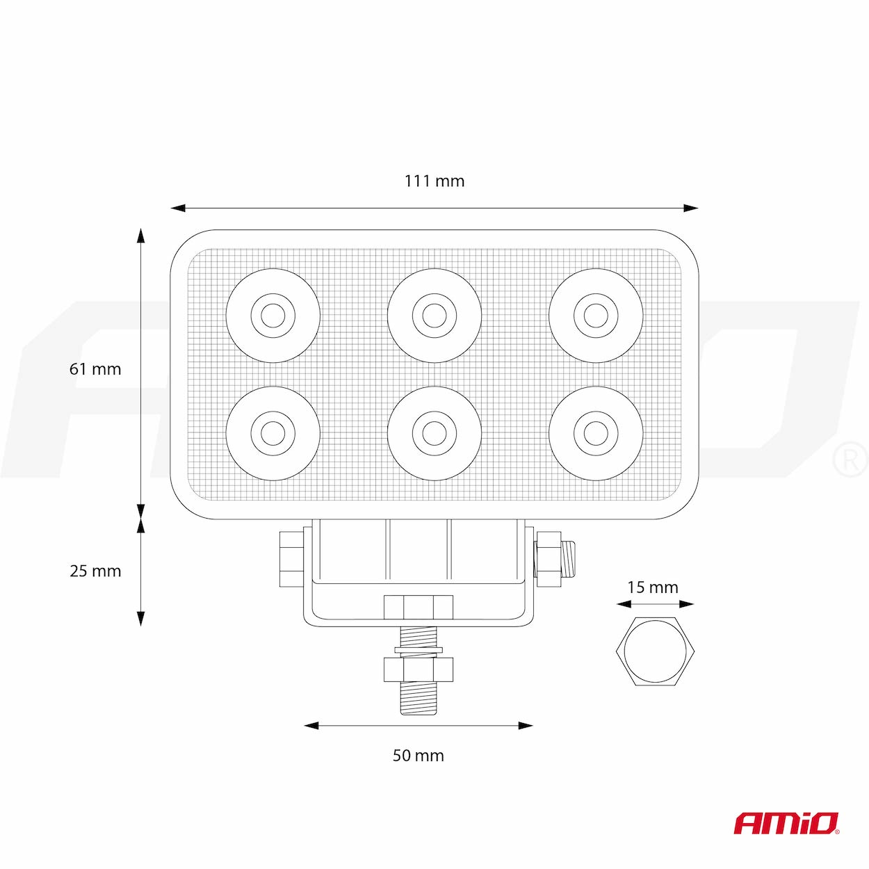Lampa robocza LED szperacz AWL02 6 LED 12 V 24 V — ujęcie 11