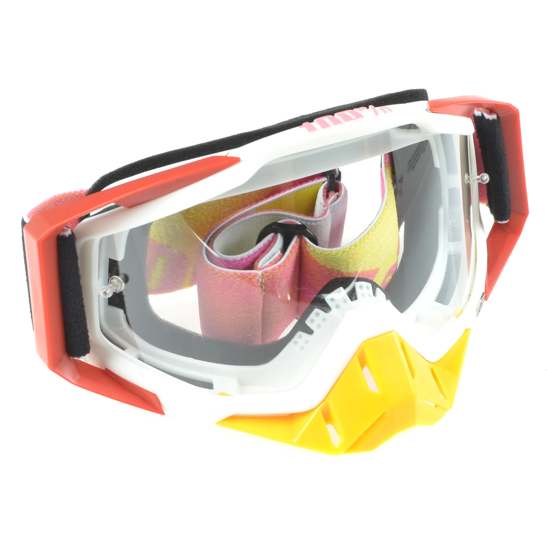 Gogle Replika biało czerwone transparent lens — ujęcie 2