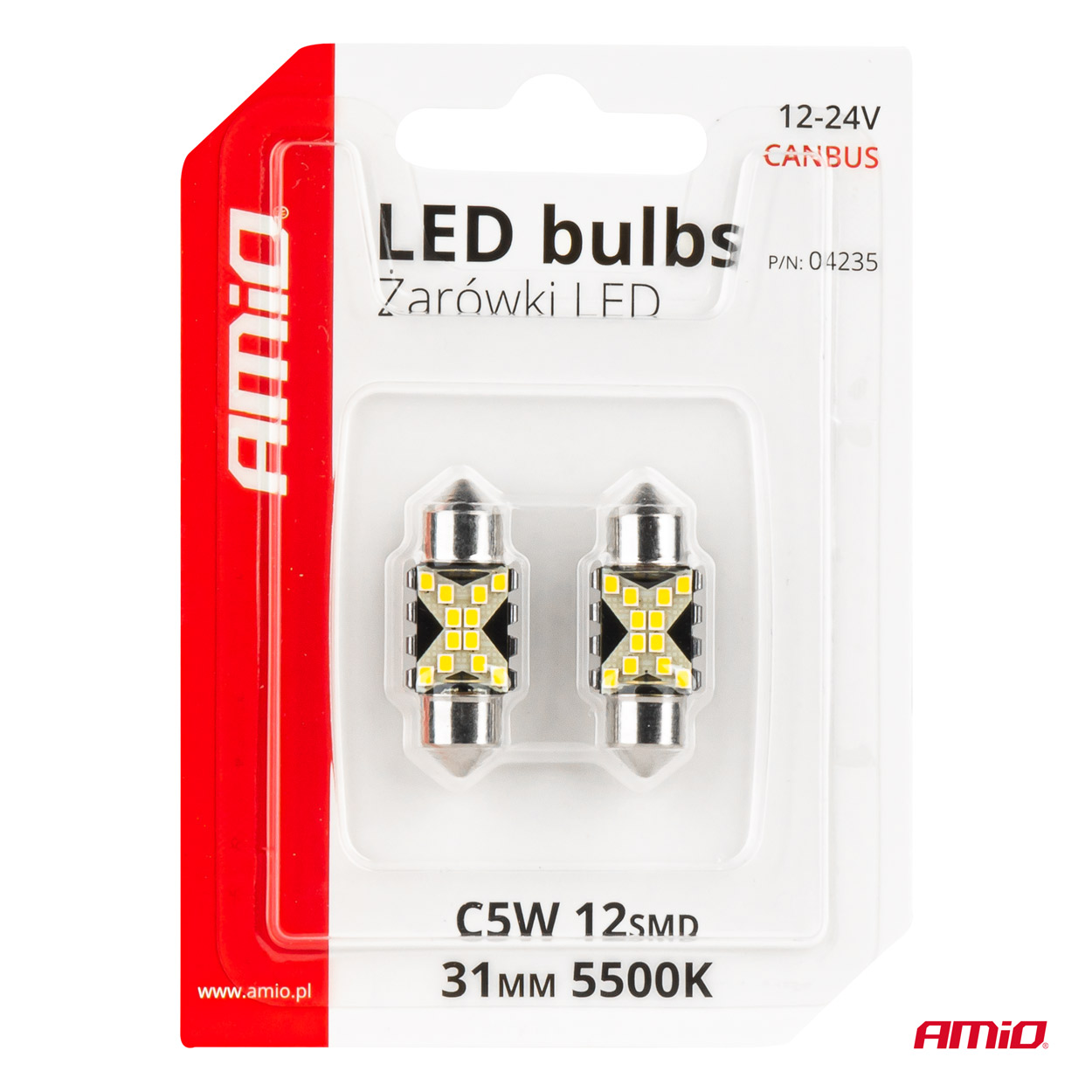 Żarówki LED CANBUS Festoon C5W 12SMD 2016 31 mm White 12 V 24 V — ujęcie 5